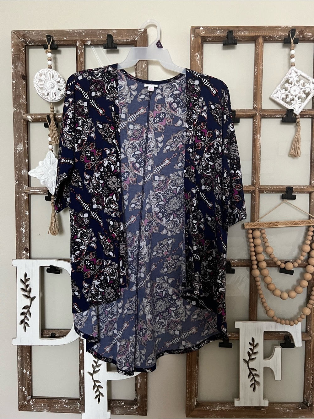LuLaRoe Navy Paisley Open-Front Kimono